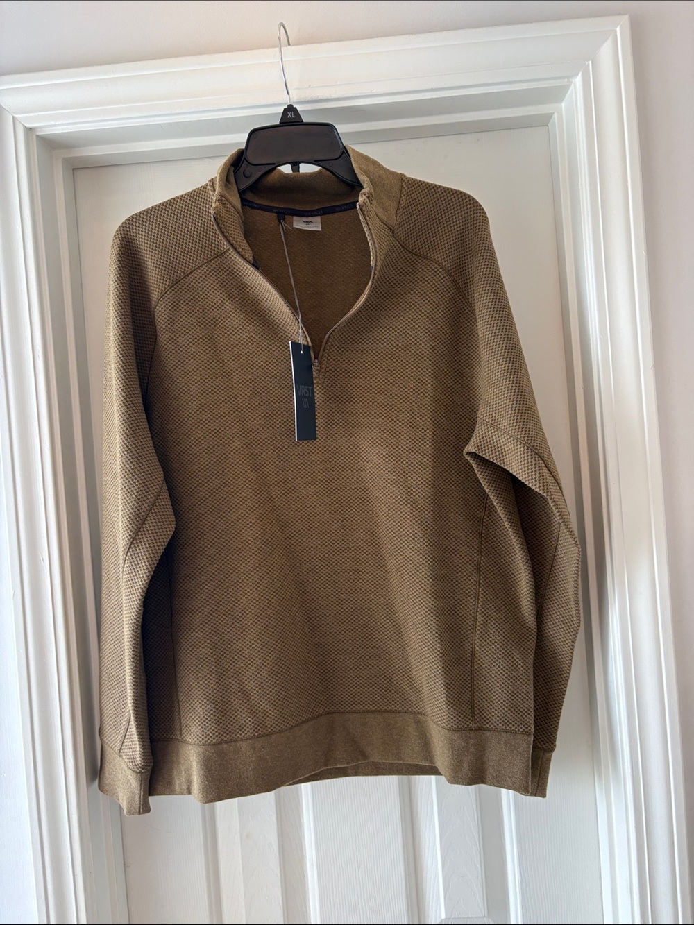 Men's VRST Quarter-Zip Sweater Jacket - Tan Size Medium